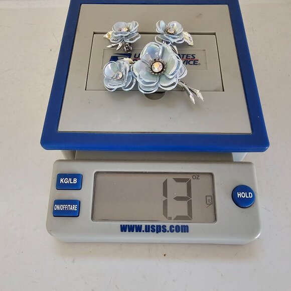 Vintage Blue Floral Brooch Set - Picture 11 of 13